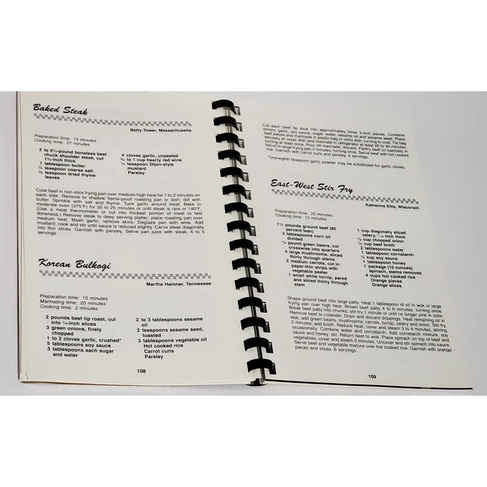 Vintage 1980s Best of Beef Cookbook National Cattlewomen Cookoff Recipes Retro